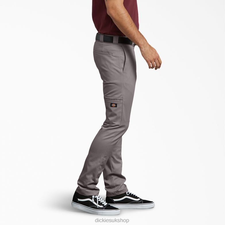 Skinny Fit Double Knee Work Pants Men Dickies Silver (SV) 88T8447 Work Apparel