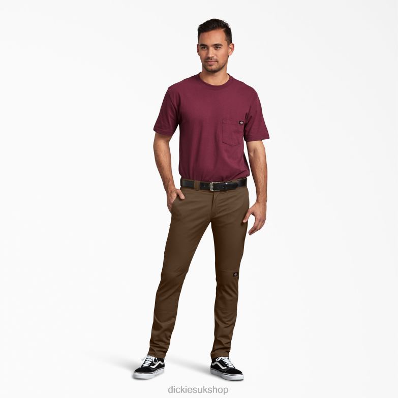 Skinny Fit Double Knee Work Pants Men Dickies Timber Brown (TB) 88T8448 Work Apparel