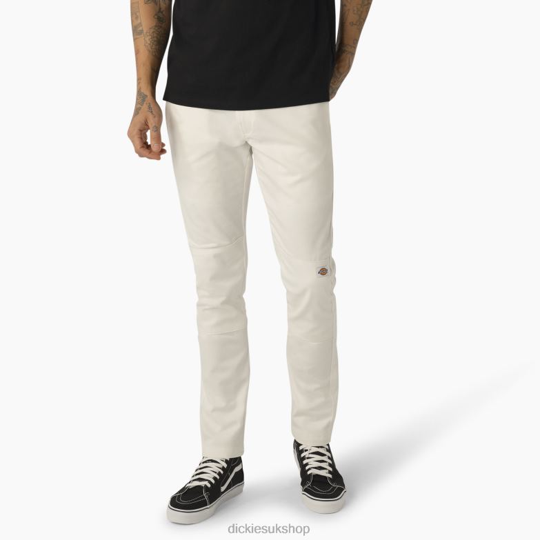 Skinny Fit Double Knee Work Pants Men Dickies White (WH) 88T8449 Work Apparel