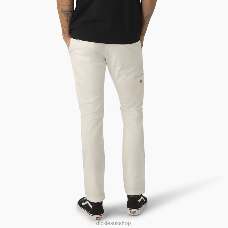 Skinny Fit Double Knee Work Pants Men Dickies White (WH) 88T8449 Work Apparel