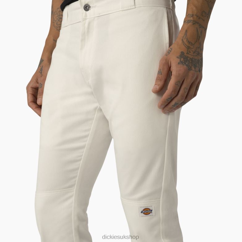 Skinny Fit Double Knee Work Pants Men Dickies White (WH) 88T8449 Work Apparel