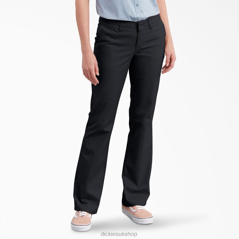 Slim Fit Bootcut Pants Women Dickies Black (BK) 88T841714 Work Apparel