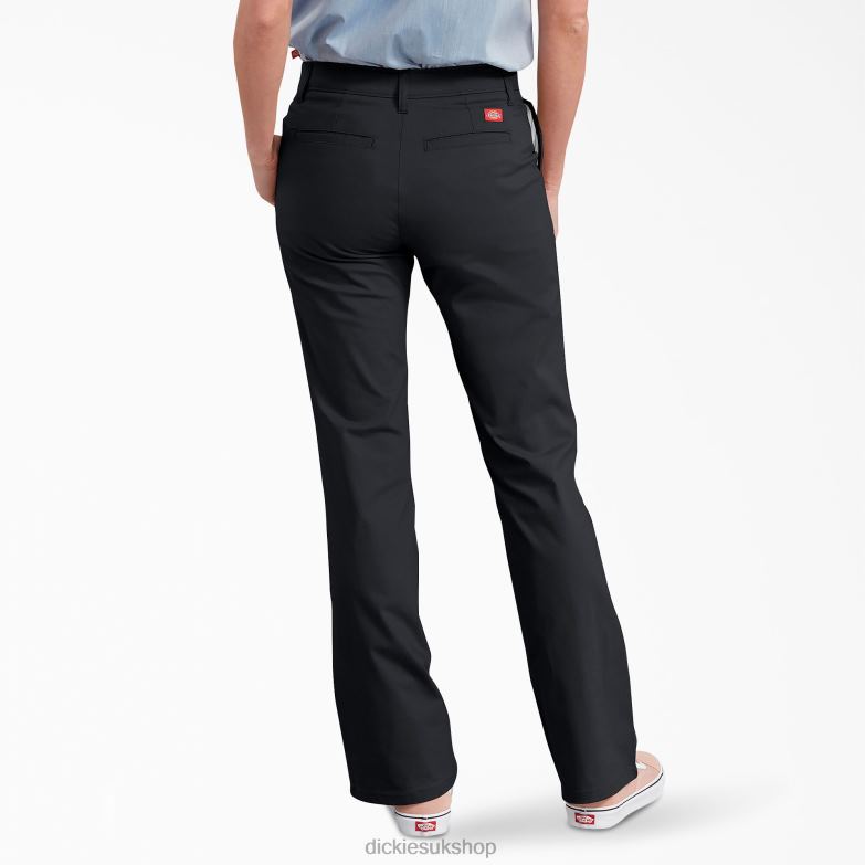 Slim Fit Bootcut Pants Women Dickies Black (BK) 88T841714 Work Apparel