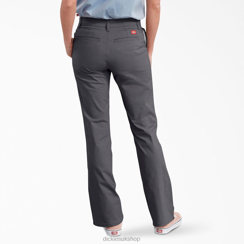 Slim Fit Bootcut Pants Women Dickies Charcoal Gray (CH) 88T841715 Work Apparel
