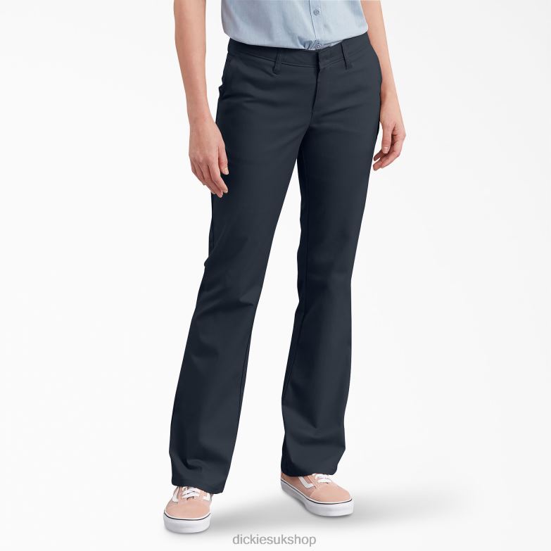 Slim Fit Bootcut Pants Women Dickies Dark Navy (DN) 88T841716 Work Apparel