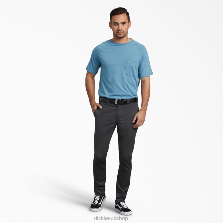 Slim Fit Skinny Leg Twill Work Pants Men Dickies Black (BK) 88T84229 Work Apparel
