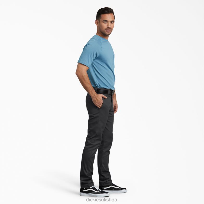 Slim Fit Skinny Leg Twill Work Pants Men Dickies Black (BK) 88T84229 Work Apparel