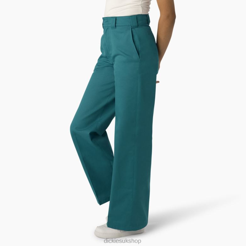 Stonewashed Wide Leg Work Pants Women Dickies Regular 88T841748 Work Apparel