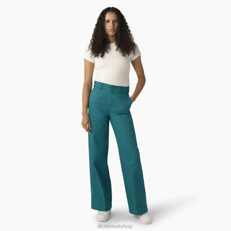 Stonewashed Wide Leg Work Pants Women Dickies Regular 88T841748 Work Apparel