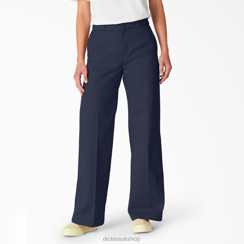 Stonewashed Wide Leg Work Pants Women Dickies Regular 88T841750 Work Apparel