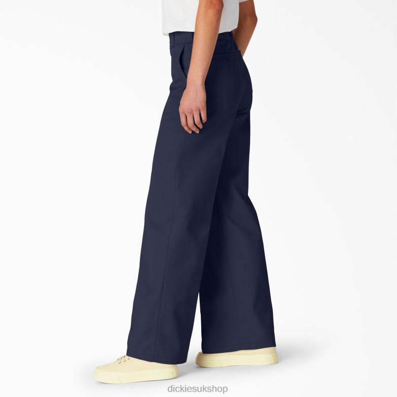 Stonewashed Wide Leg Work Pants Women Dickies Regular 88T841750 Work Apparel
