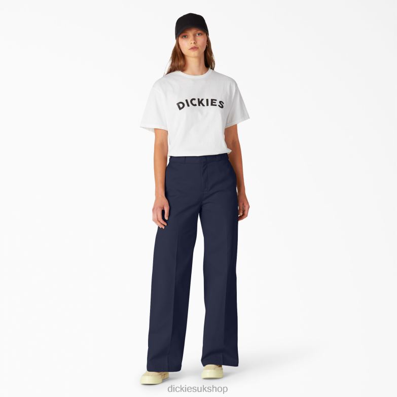 Stonewashed Wide Leg Work Pants Women Dickies Regular 88T841750 Work Apparel