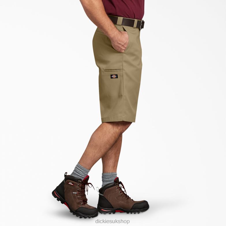 Relaxed Fit Multi-Use Pocket Work Shorts 13\" Men Dickies Khaki (KH) 88T84374 Work Apparel