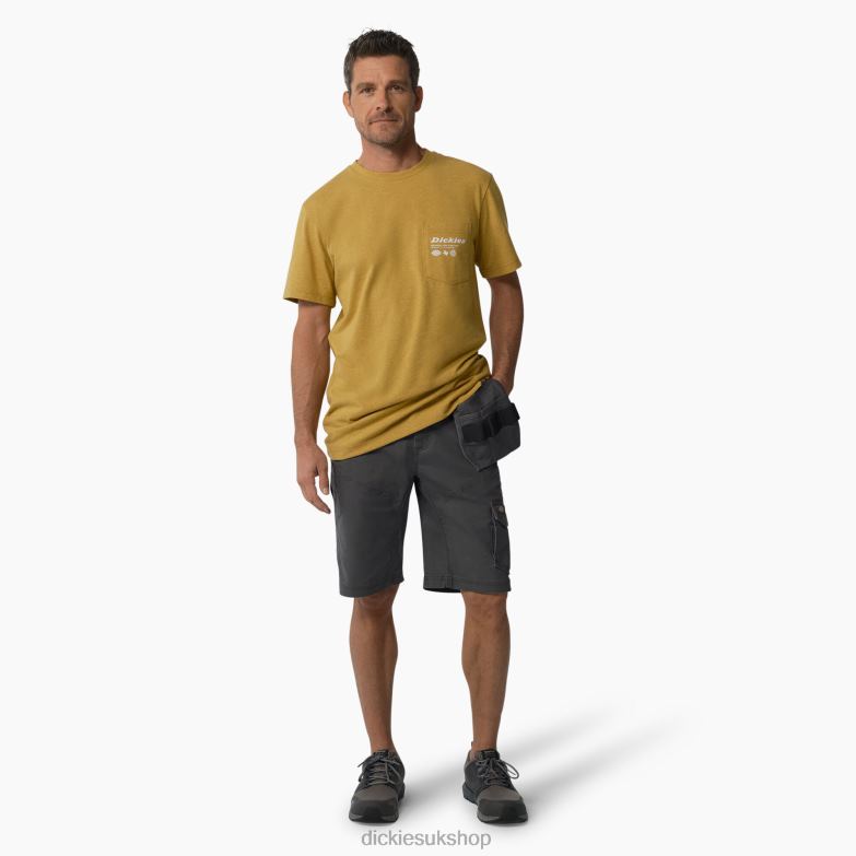 Temp-iQ 365 Tech Duck Shorts 11\" Men Dickies Rinsed Slate (RSL) 88T84484 Work Apparel