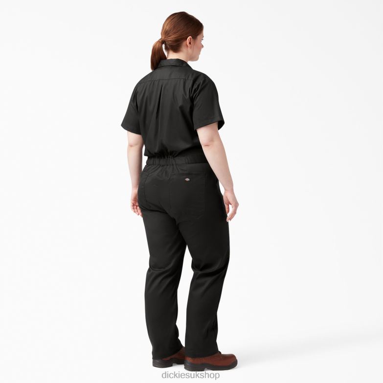 Plus FLEX Cooling Short Sleeve Coveralls Women Dickies Black (BK) 88T841550 Work Apparel