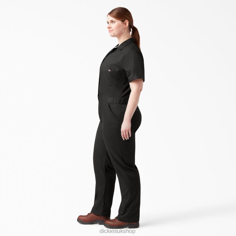 Plus FLEX Cooling Short Sleeve Coveralls Women Dickies Black (BK) 88T841550 Work Apparel