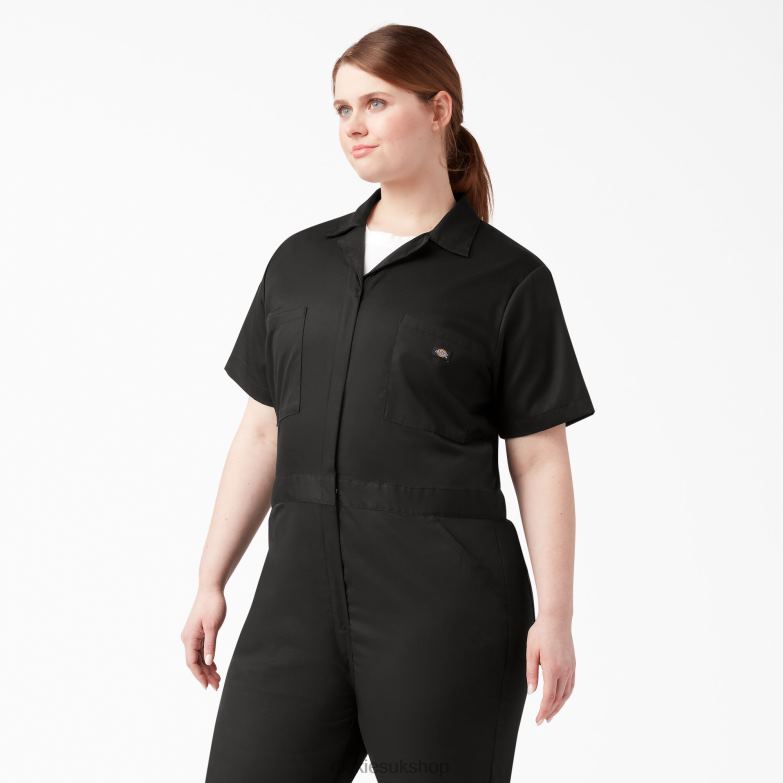 Plus FLEX Cooling Short Sleeve Coveralls Women Dickies Black (BK) 88T841550 Work Apparel