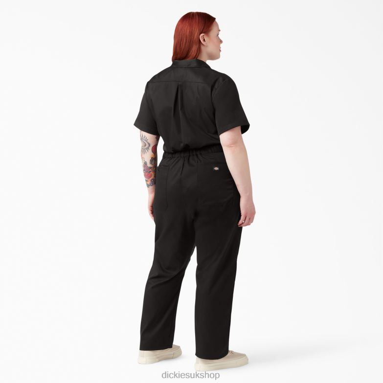 Plus FLEX Cooling Short Sleeve Coveralls Women Dickies Black (BK) 88T841550 Work Apparel