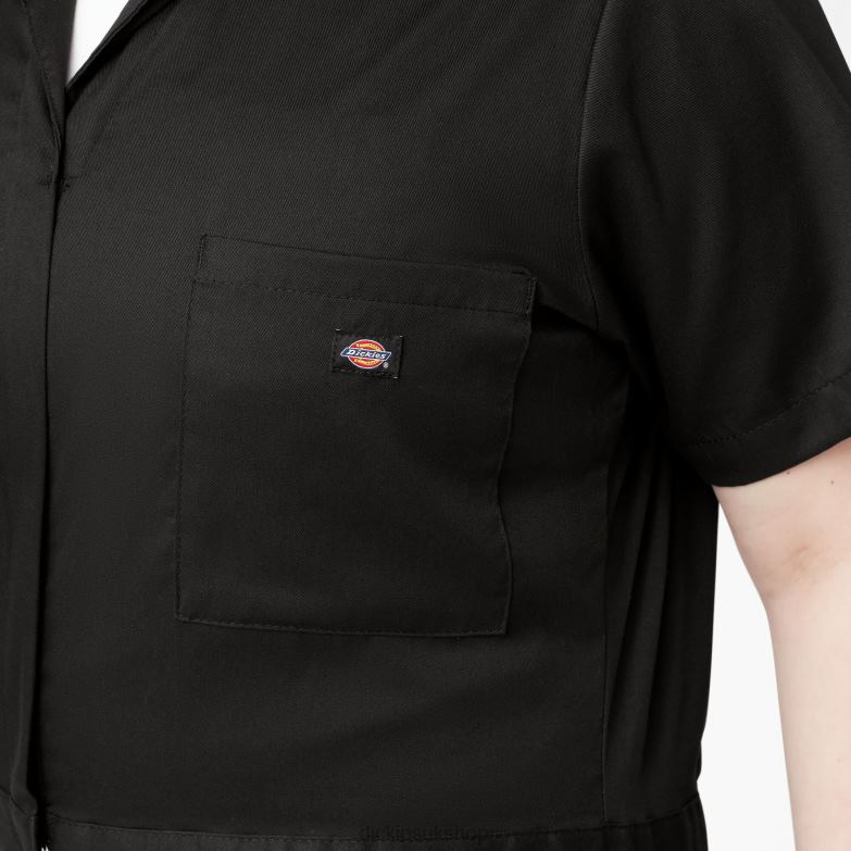 Plus FLEX Cooling Short Sleeve Coveralls Women Dickies Black (BK) 88T841550 Work Apparel