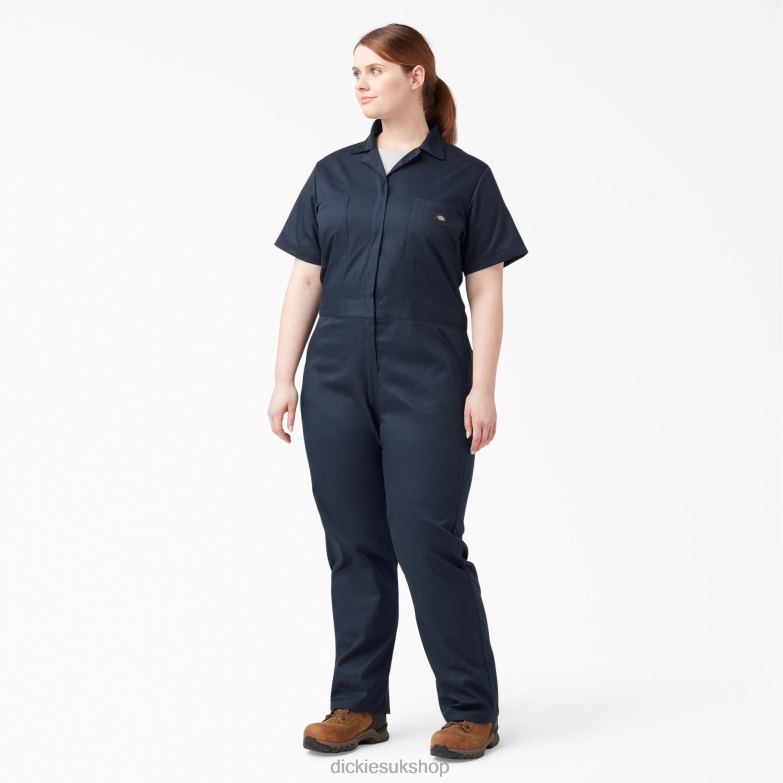 Plus FLEX Cooling Short Sleeve Coveralls Women Dickies Dark Navy (DN) 88T841551 Work Apparel