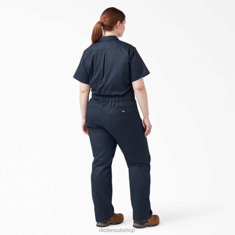 Plus FLEX Cooling Short Sleeve Coveralls Women Dickies Dark Navy (DN) 88T841551 Work Apparel