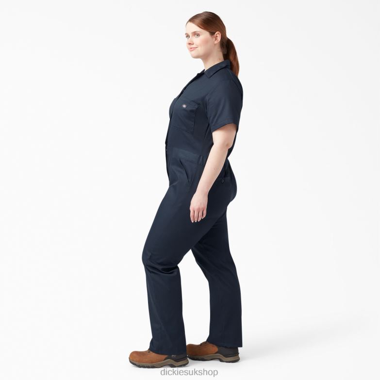 Plus FLEX Cooling Short Sleeve Coveralls Women Dickies Dark Navy (DN) 88T841551 Work Apparel