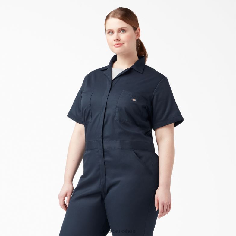 Plus FLEX Cooling Short Sleeve Coveralls Women Dickies Dark Navy (DN) 88T841551 Work Apparel