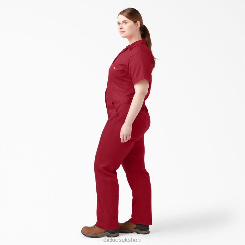 Plus FLEX Cooling Short Sleeve Coveralls Women Dickies English Red (ER) 88T841552 Work Apparel