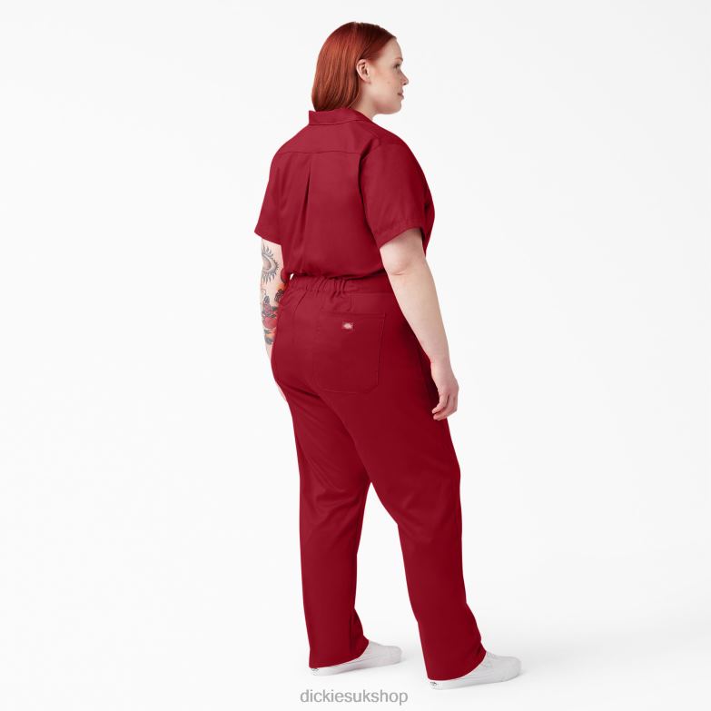 Plus FLEX Cooling Short Sleeve Coveralls Women Dickies English Red (ER) 88T841552 Work Apparel