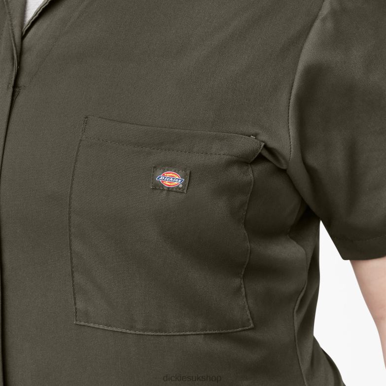 Plus FLEX Cooling Short Sleeve Coveralls Women Dickies Moss Green (MS) 88T841553 Work Apparel