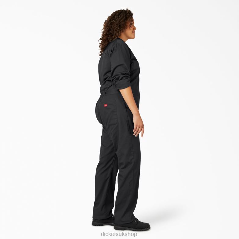 Plus Long Sleeve Coveralls Women Dickies Black (BK) 88T841948 Work Apparel