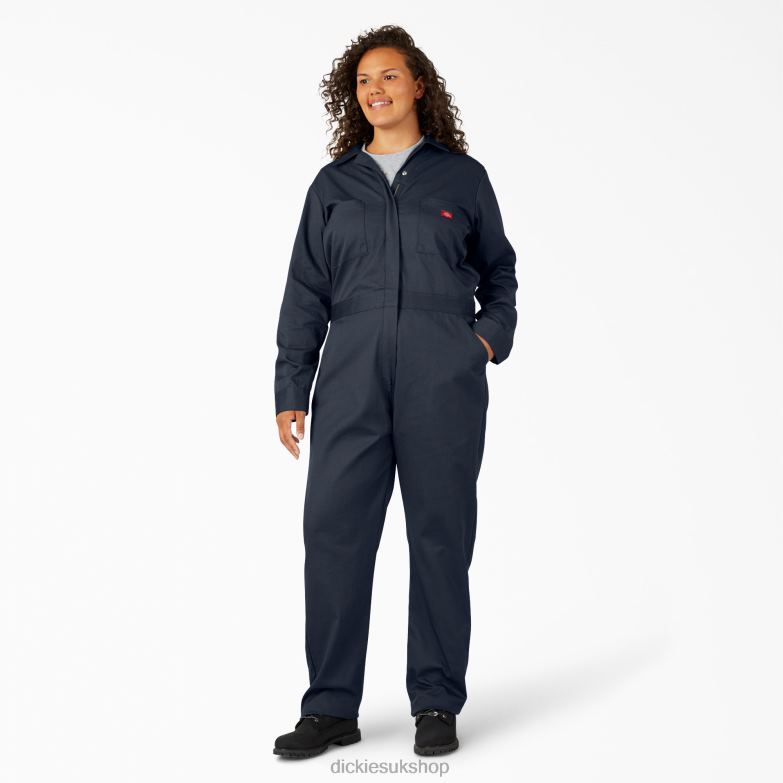Plus Long Sleeve Coveralls Women Dickies Dark Navy (DN) 88T841949 Work Apparel