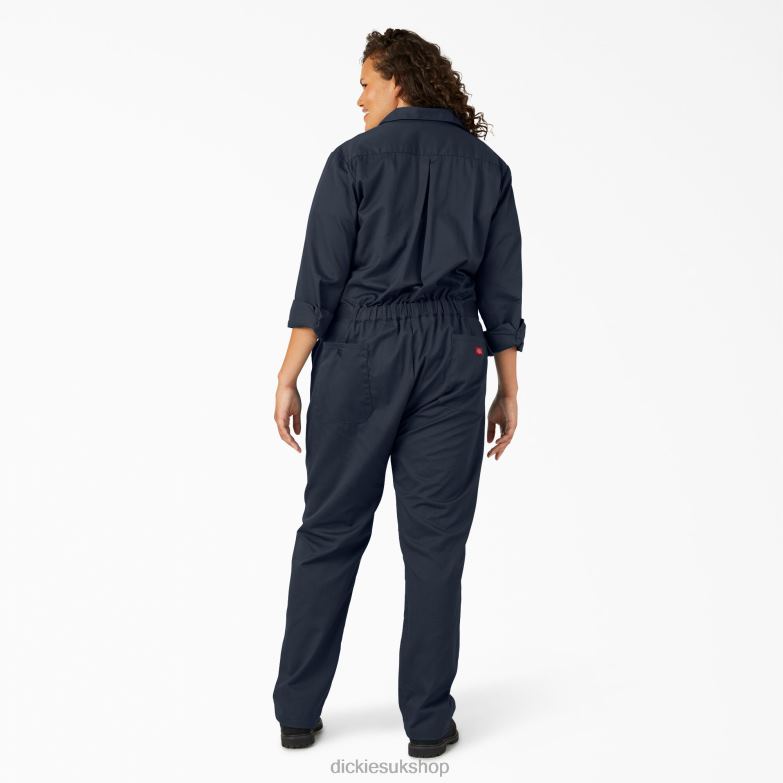 Plus Long Sleeve Coveralls Women Dickies Dark Navy (DN) 88T841949 Work Apparel