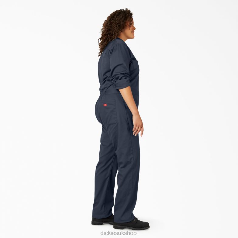 Plus Long Sleeve Coveralls Women Dickies Dark Navy (DN) 88T841949 Work Apparel