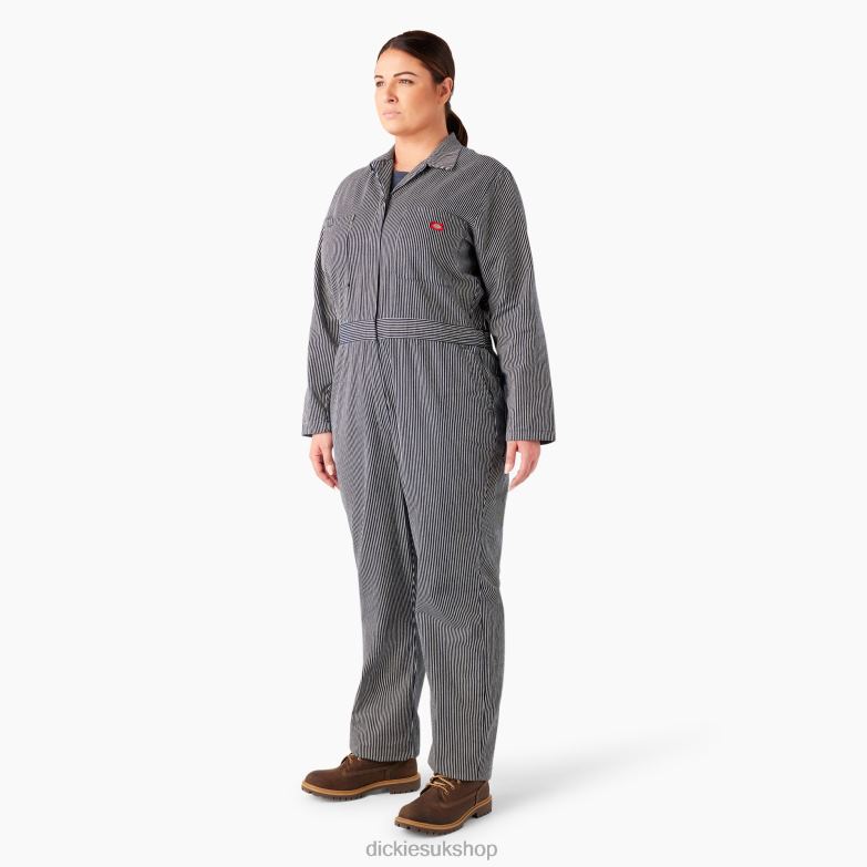 Plus Long Sleeve Hickory Stripe Overalls Women Dickies Regular 88T841951 Work Apparel