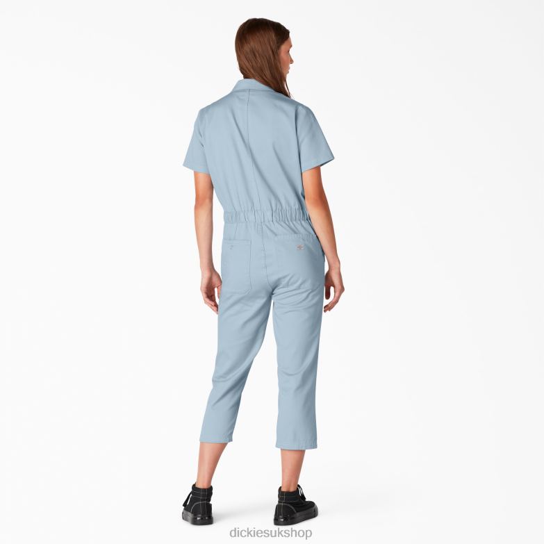 Reworked Cropped Coveralls Women Dickies Stonewashed Fog Blue (SGF) 88T841944 Work Apparel