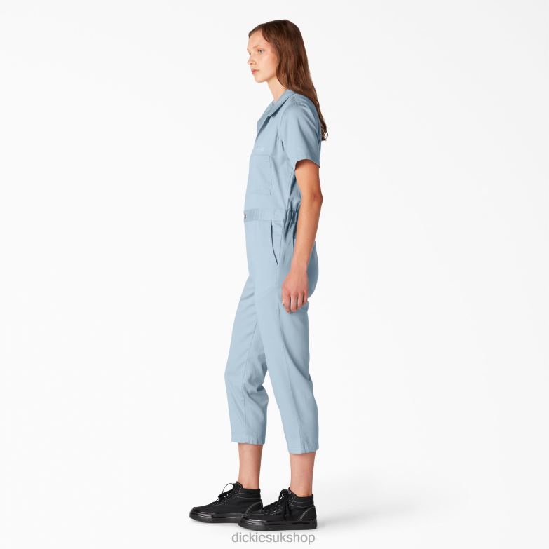 Reworked Cropped Coveralls Women Dickies Stonewashed Fog Blue (SGF) 88T841944 Work Apparel