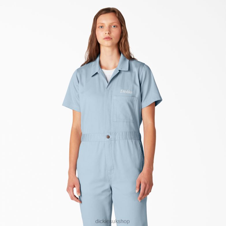 Reworked Cropped Coveralls Women Dickies Stonewashed Fog Blue (SGF) 88T841944 Work Apparel