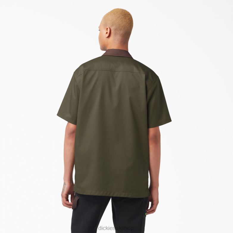 Vincent Alvarez Block Collar Work Shirt Men Dickies Military Green (ML) 88T84758 Work Apparel
