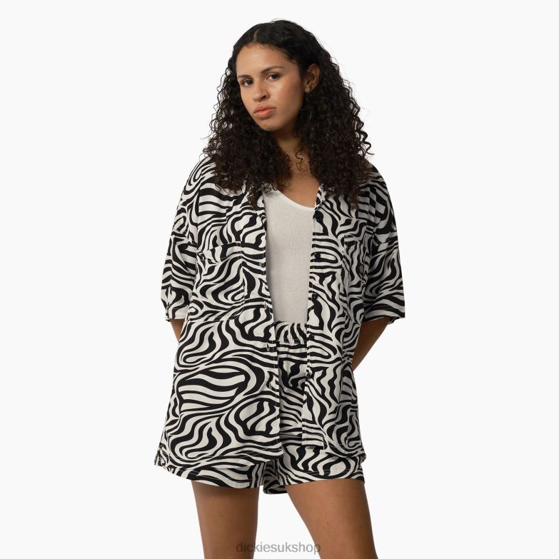 Zebra Print Work Shirt Women Dickies Black/White (BKWH) 88T842105 Work Apparel