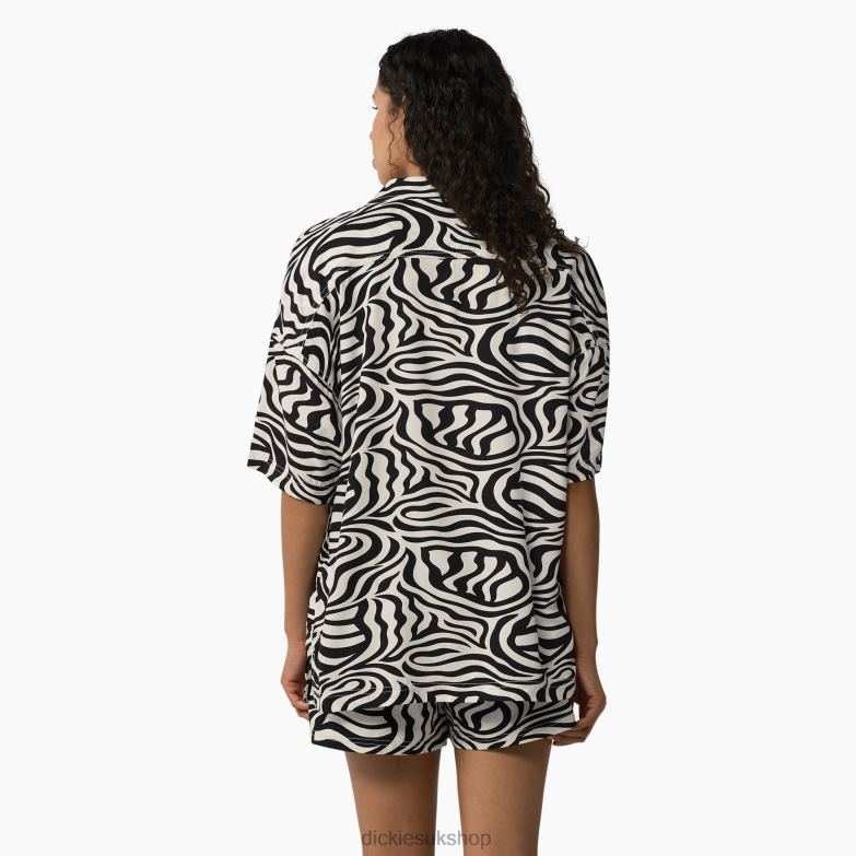 Zebra Print Work Shirt Women Dickies Black/White (BKWH) 88T842105 Work Apparel