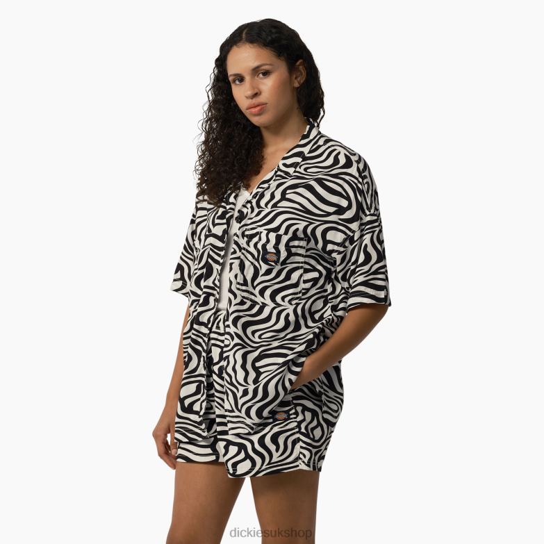 Zebra Print Work Shirt Women Dickies Black/White (BKWH) 88T842105 Work Apparel