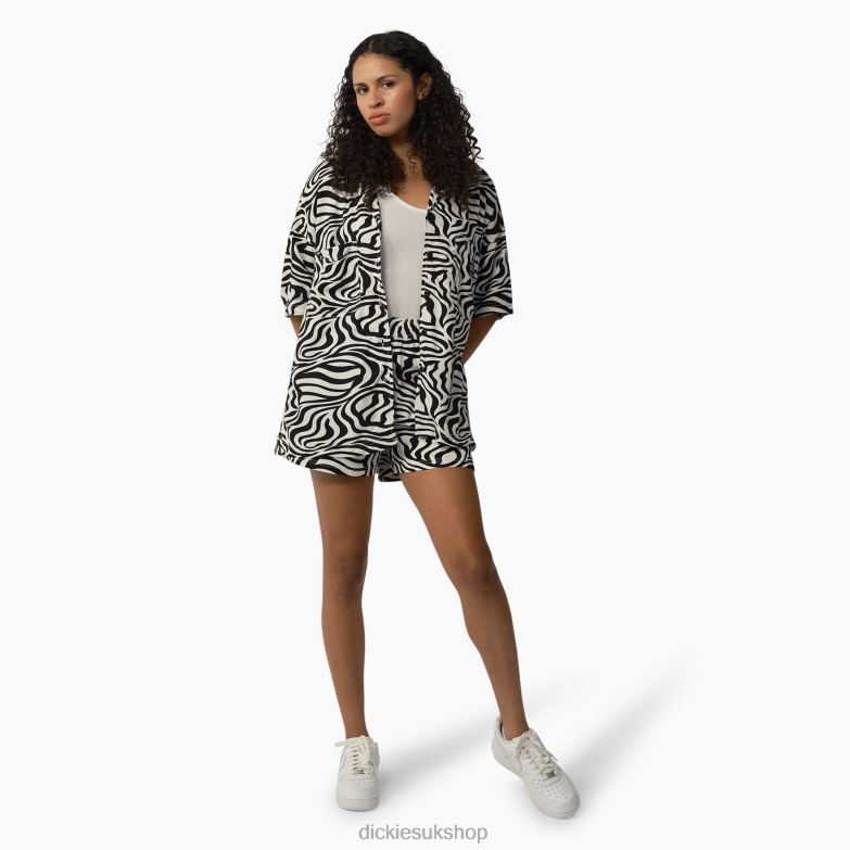 Zebra Print Work Shirt Women Dickies Black/White (BKWH) 88T842105 Work Apparel