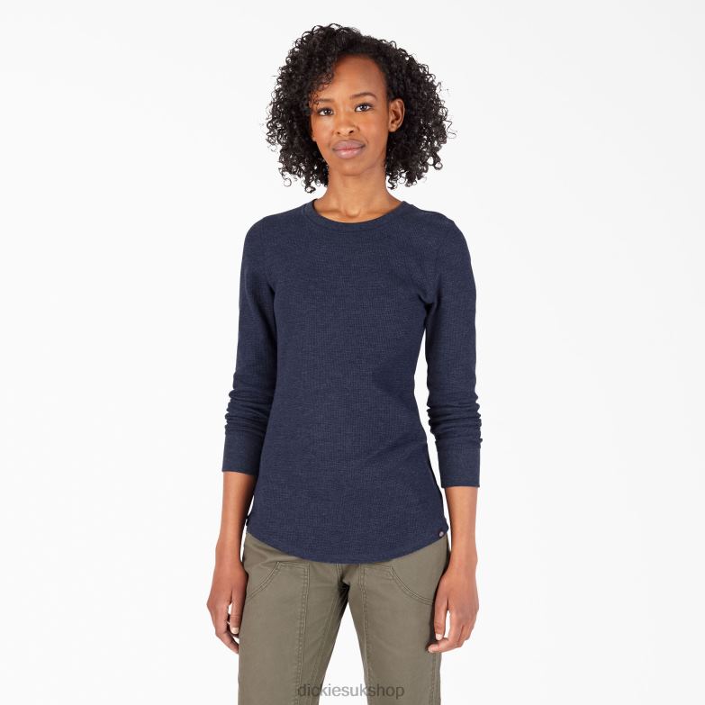 Long Sleeve Thermal Shirt Women Dickies Ink Navy (ISD) 88T842047 Work Apparel