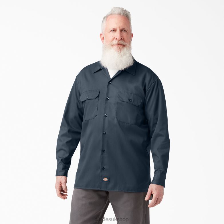 Long Sleeve Work Shirt Men Dickies Airforce Blue (AF) 88T84556 Work Apparel