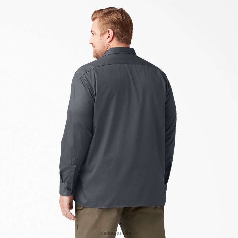 Relaxed Fit Long Sleeve Work Shirt Men Dickies Charcoal Gray (CH) 88T84641 Work Apparel