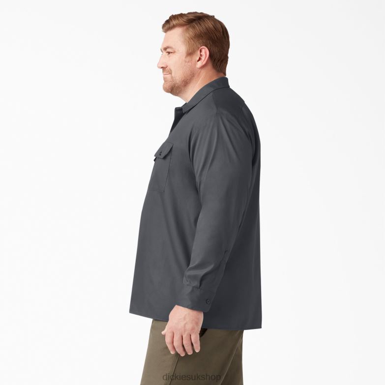 Relaxed Fit Long Sleeve Work Shirt Men Dickies Charcoal Gray (CH) 88T84641 Work Apparel