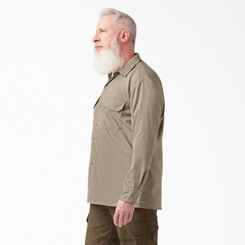Relaxed Fit Long Sleeve Work Shirt Men Dickies Desert Sand (DS) 88T84643 Work Apparel