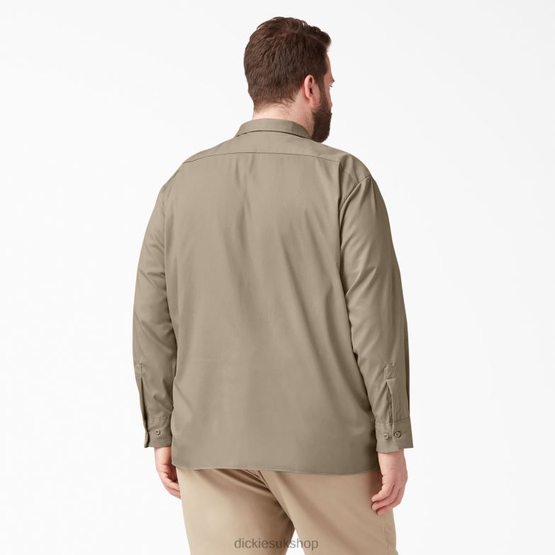 Relaxed Fit Long Sleeve Work Shirt Men Dickies Desert Sand (DS) 88T84643 Work Apparel