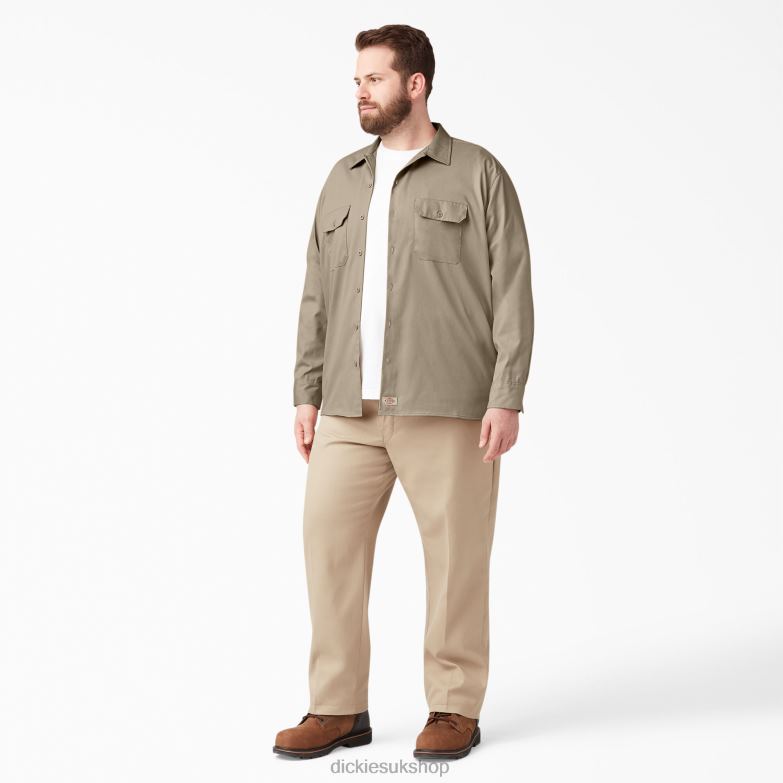 Relaxed Fit Long Sleeve Work Shirt Men Dickies Desert Sand (DS) 88T84643 Work Apparel